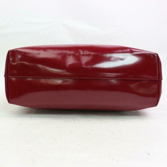 Prada Satchel Style Or Purse Red Patent Leather And Red Leather Tote - Picture 9 of 9